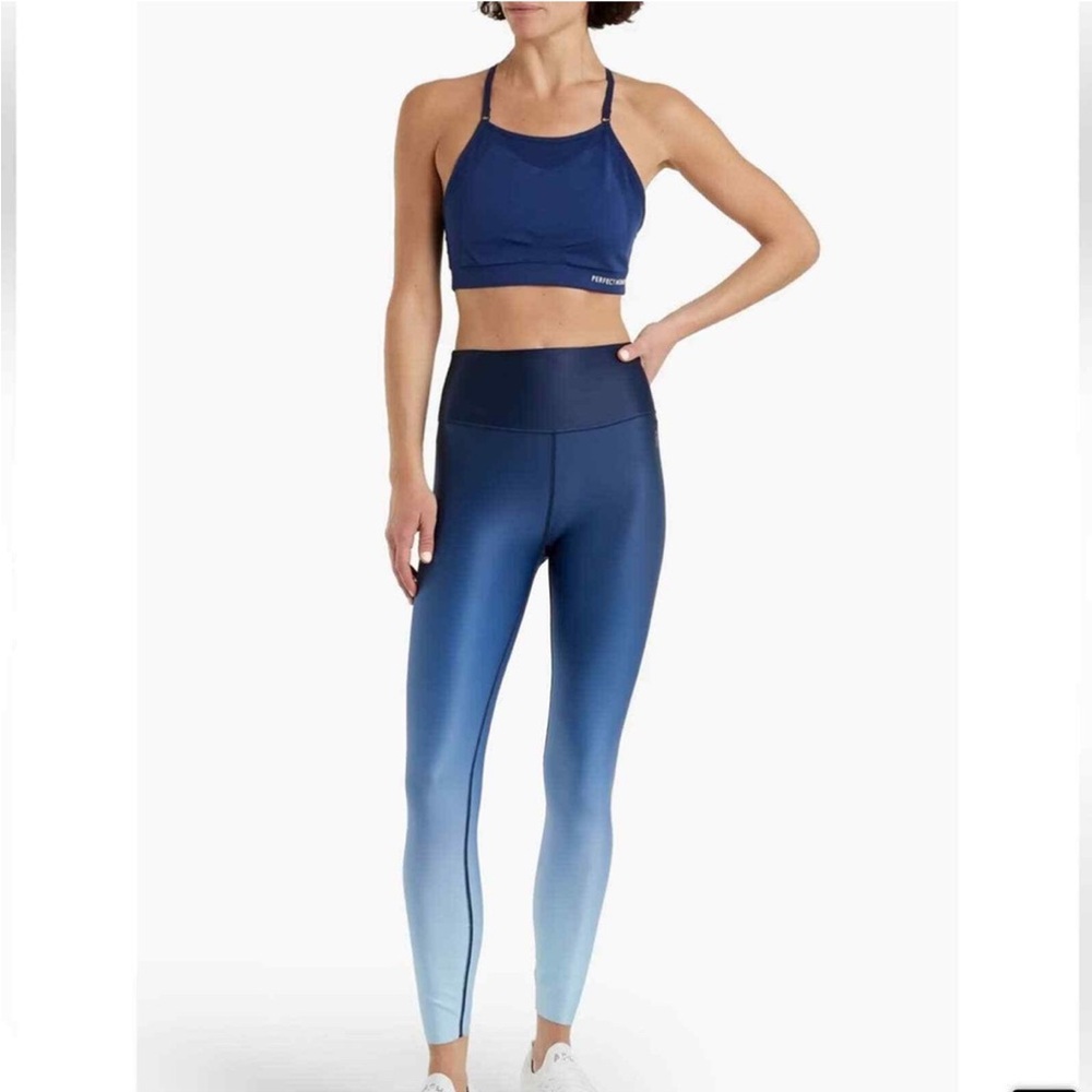 Good American Ombré Blue Wide Waistband Activewear Leggings
